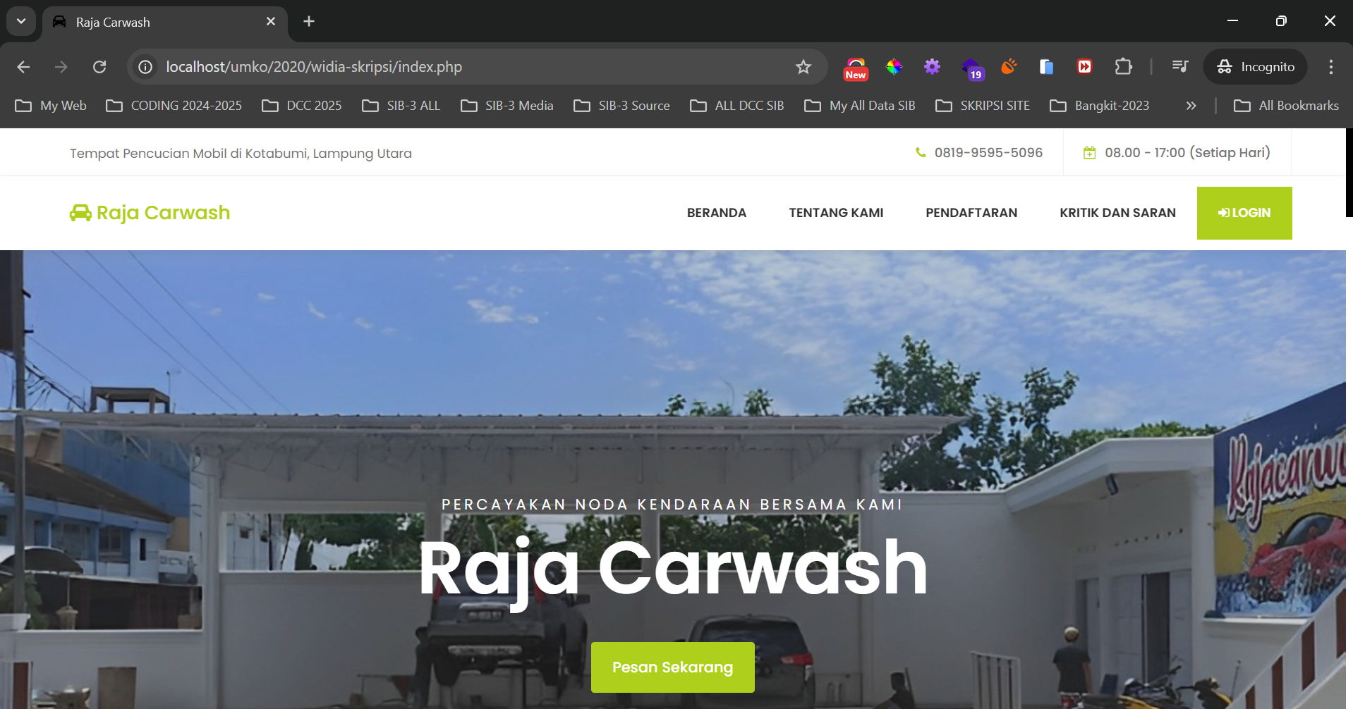 Halaman Homepage SI-Steam