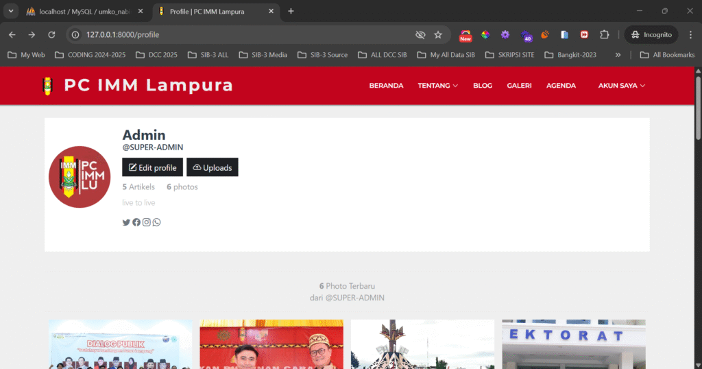 Halaman Profile Kader